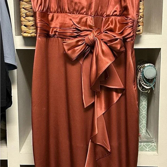 Satin Rust High Low Dress - Picture 3 of 3